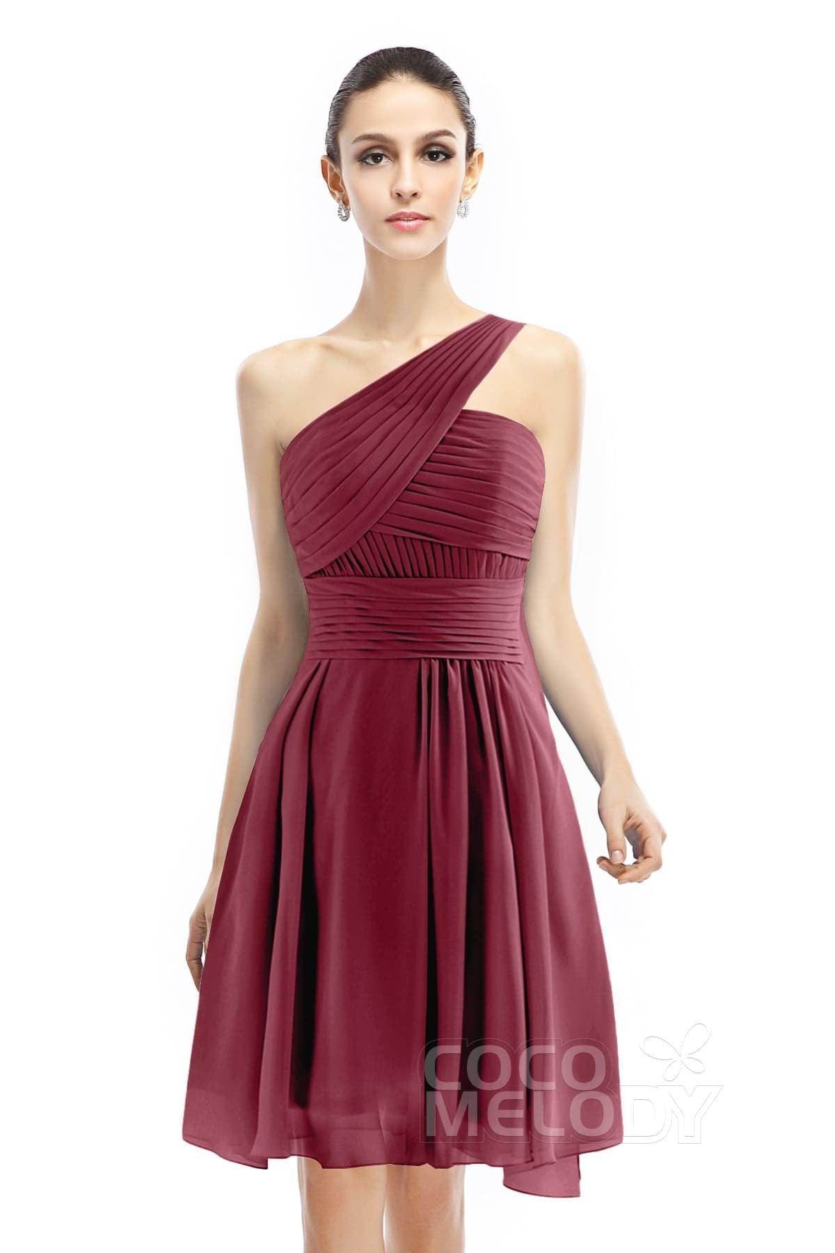 A-Line Knee Length Chiffon Bridesmaid Dress COZK1401C - COCOMELODY